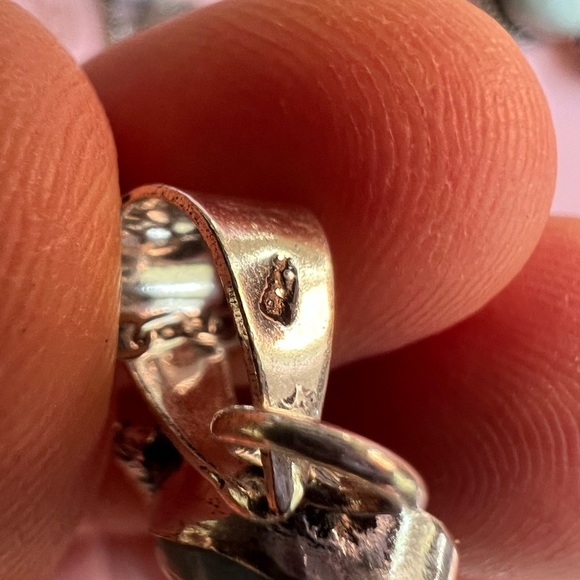 925 Caribbean Larimar + Feather Blue Topaz Necklace Pendant - Picture 6 of 10